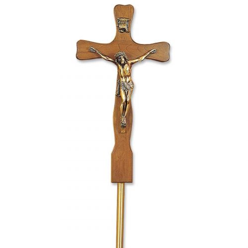 Bordeaux Cherry Crucifix w/bronze plated corpus with Stand -  - 500089