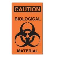 Caution Biological Material Adhesive Label