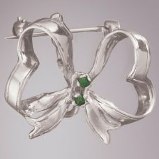 Emerald Ribbon Pin: Sterling Silver
