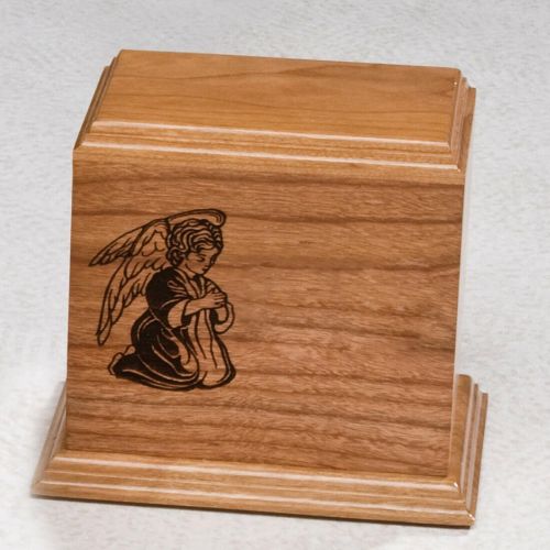 Kneeling Angel Cherry Wood Cremation Urn for Child -  - 532741