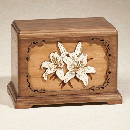 Lillies: Oak Cremation Urn -  - 813351