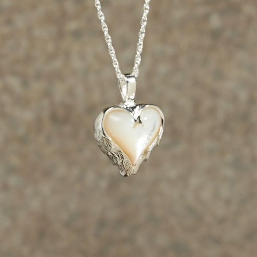 Mother of Pearl Heart Keepsake Jewelry Pendant -  - 887035