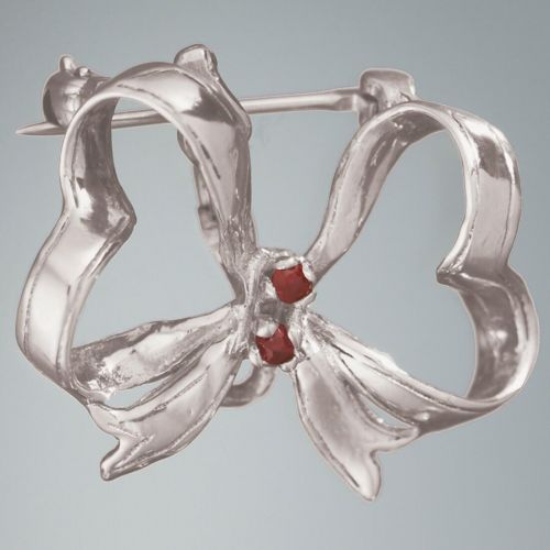 Ruby Ribbon Pin: Sterling Silver -  - 570168