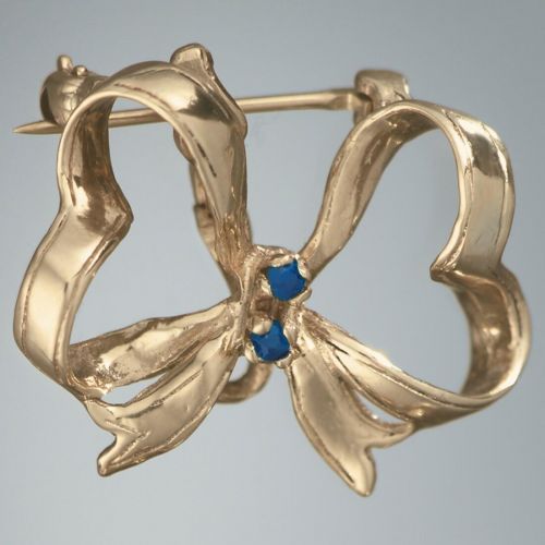 Sapphire Ribbon Pin: 14k Gold -  - 570176