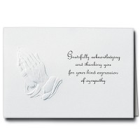 Praying Hands Acknowledgment Embossed w/ Standard Print