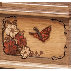 Hibiscus Butterfly - Walnut Cremation Urn