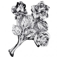 Rose Cluster Applique for Urn: Silver-Tone