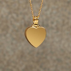 Simple Heart Cremation Pendant; 14k Gold Plated