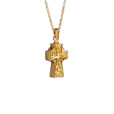 Celtic Cross Cremation Pendant; 4k Gold Plated