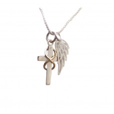 Cross w/Angel Wing Memorial Pendant