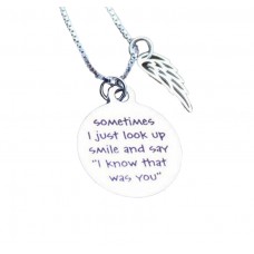 "I Know That Was You" Memorial Pendant w/Angel Wing