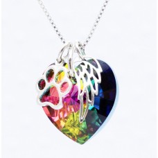 Rainbow Heart Memorial Pendant w/Charms