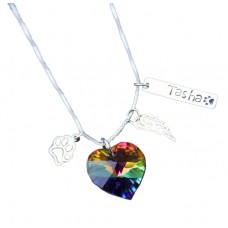 Personalized Swarovski Rainbow Heart Memorial Pendant w/Charms