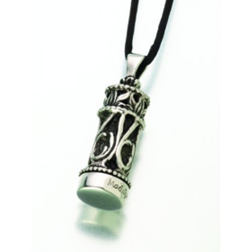 Antiqued Cylinder Pendant/Necklace Engravable Cremation Urn Jewelry -  - 190SS-A
