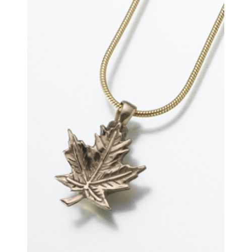 Brass Maple Leaf Pendant/Necklace - Cremation Urn Jewelry -  - 154BR