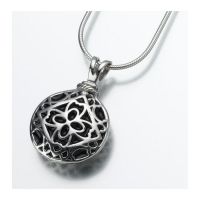 Filigree Round Pendant/Necklace Engravable Cremation Urn Jewelry