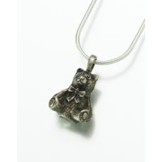 White Bronze Teddy Bear Pendant/Necklace - Cremation Urn Jewelry