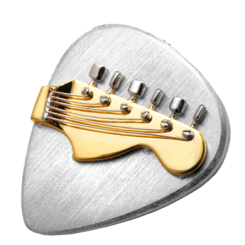 Cremation Jewelry: Two-tone Guitar Pick Pendant -  - 3527