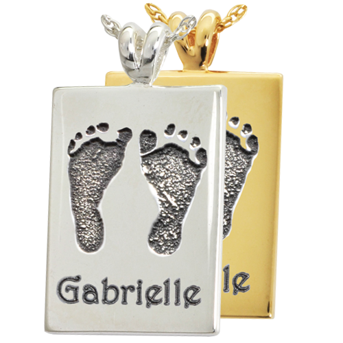 B&B Rectangle Jewelry- Twin Footprints with Names -  - twinfootN-508/3108
