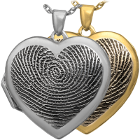 Fingerprint Memorial Jewelry: Heart Double-Photo Locket