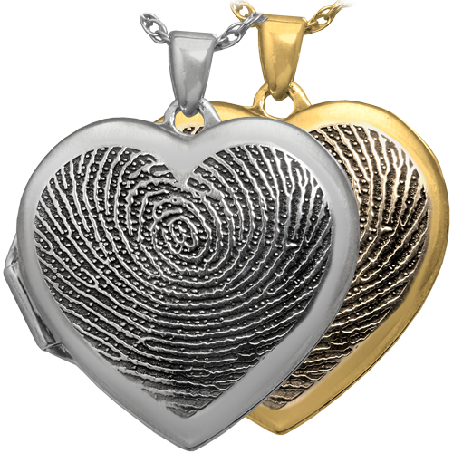 Fingerprint Memorial Jewelry: Heart Double-Photo Locket -  - FP-3287/L fingerprint