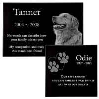 Photo Engraved  Small Pet Granite Cemetery Headstone - Rectangular Style