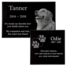 Photo Engraved  Small Pet Granite Cemetery Headstone - Rectangular Style