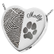 B&B Heart Actual Halfprint Pawprint + Name Pet Jewelry -  - HPPPN-503/3109