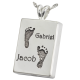 B&B Rectangle Jewelry- Twin Footprints with Names -  - twinfootN-508/3108