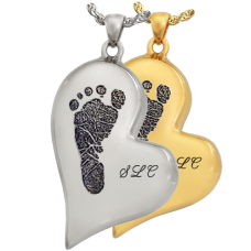 B&B Teardrop Heart Footprint with Name Jewelry