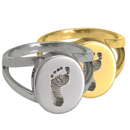 Baby Footprint Oval  V  Ring -  - Foot-2044/B