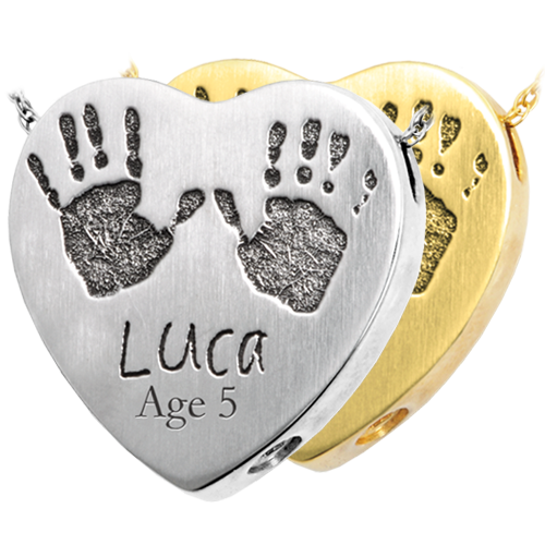 Baby Handprints with Name + Age on Heart -  - 2Hands-503/3109