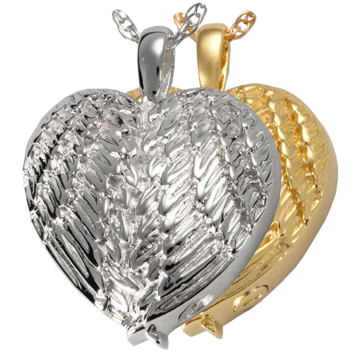Cremation Jewelry: Angel Wing Heart Pendant -  - 3202