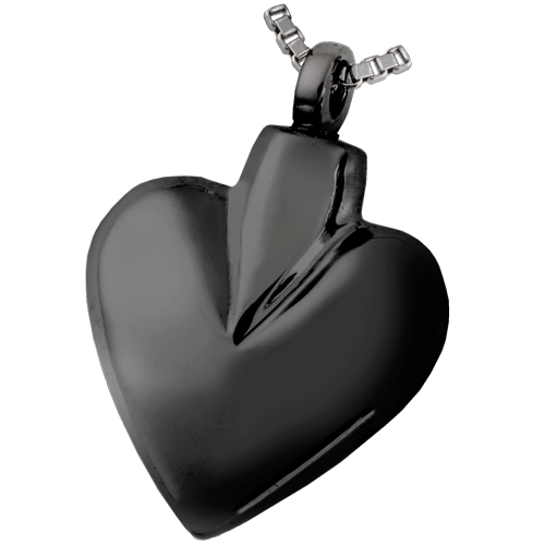 Cremation Jewelry Black Modern Heart Pendant -  - MG-8606BL