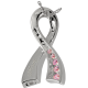 Cremation Jewelry: Breast Cancer Ribbon Pink Stones Pendant -  - 3317 pink