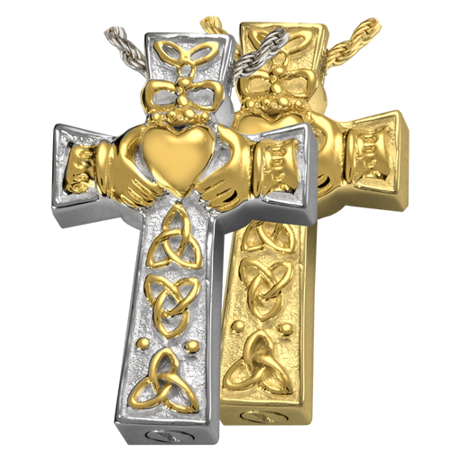 Cremation Jewelry: Claddagh Celtic Cross Pendant -  - 3118
