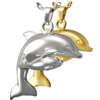Cremation Jewelry: Dolphin and Baby Pendant