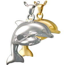 Cremation Jewelry: Dolphin and Baby Pendant