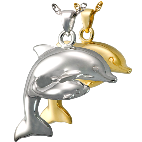 Cremation Jewelry: Dolphin and Baby Pendant -  - 3163