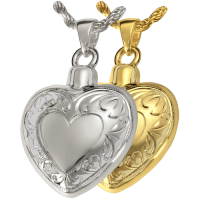 Cremation Jewelry: Double Etched Heart Pendant