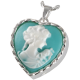 Cremation Jewelry: Heart Cameo Marine Green Pendant -  - MG-3516