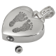 Cremation Jewelry: Heart Filigree Bail- 2 Footprints Pendant -  - FP-3149 -2 footprints