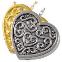 Cremation Jewelry: Ornate Heart Pendant