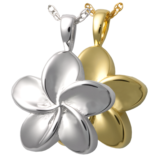 Cremation Jewelry: Plumeria Flower Pendant -  - 3145