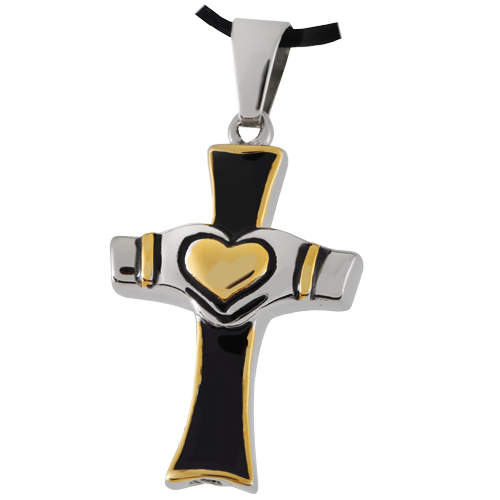 Cremation Jewelry Premium Stainless Claddagh Cross Pendant -  - SSP041C