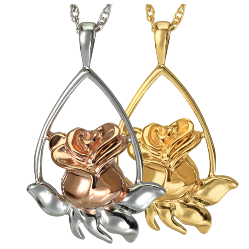 Cremation Jewelry: Rose Tear Drop Pendant -  - 3169