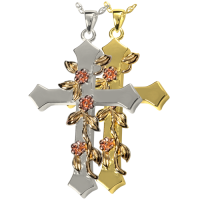 Cremation Jewelry: Rose Vine Cross Pendant