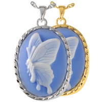 Cremation Jewelry: Sky Blue Butterfly Pendant