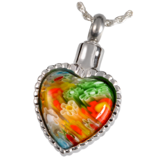 Cremation Jewelry Stainless Steel Art Glass Heart I Pendant