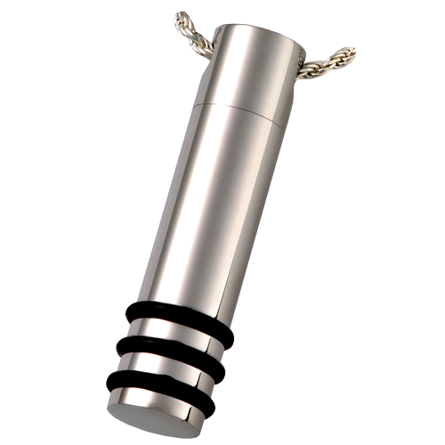 Cremation Jewelry Stainless Steel Banded Cylinder Pendant -  - 6104
